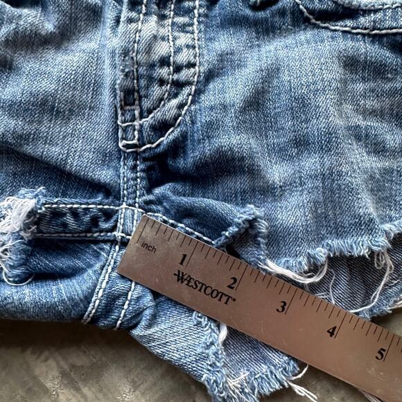 Buckle BKE Denim Starlite Jean Shorts Women's Blue Stretch Cutoff Distressed - Picture 9 of 11